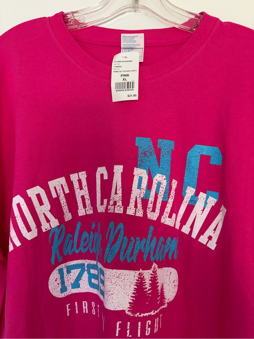 NWT North Carolina Graphic Tee - Hot Pink